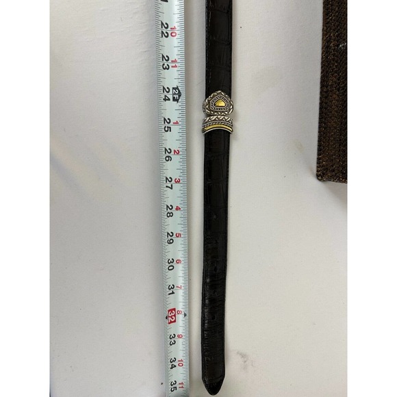 Brighton Reversible Belt Women's Brown/Black Croc Leather Gold Metal Buckle 30 - Picture 6 of 7